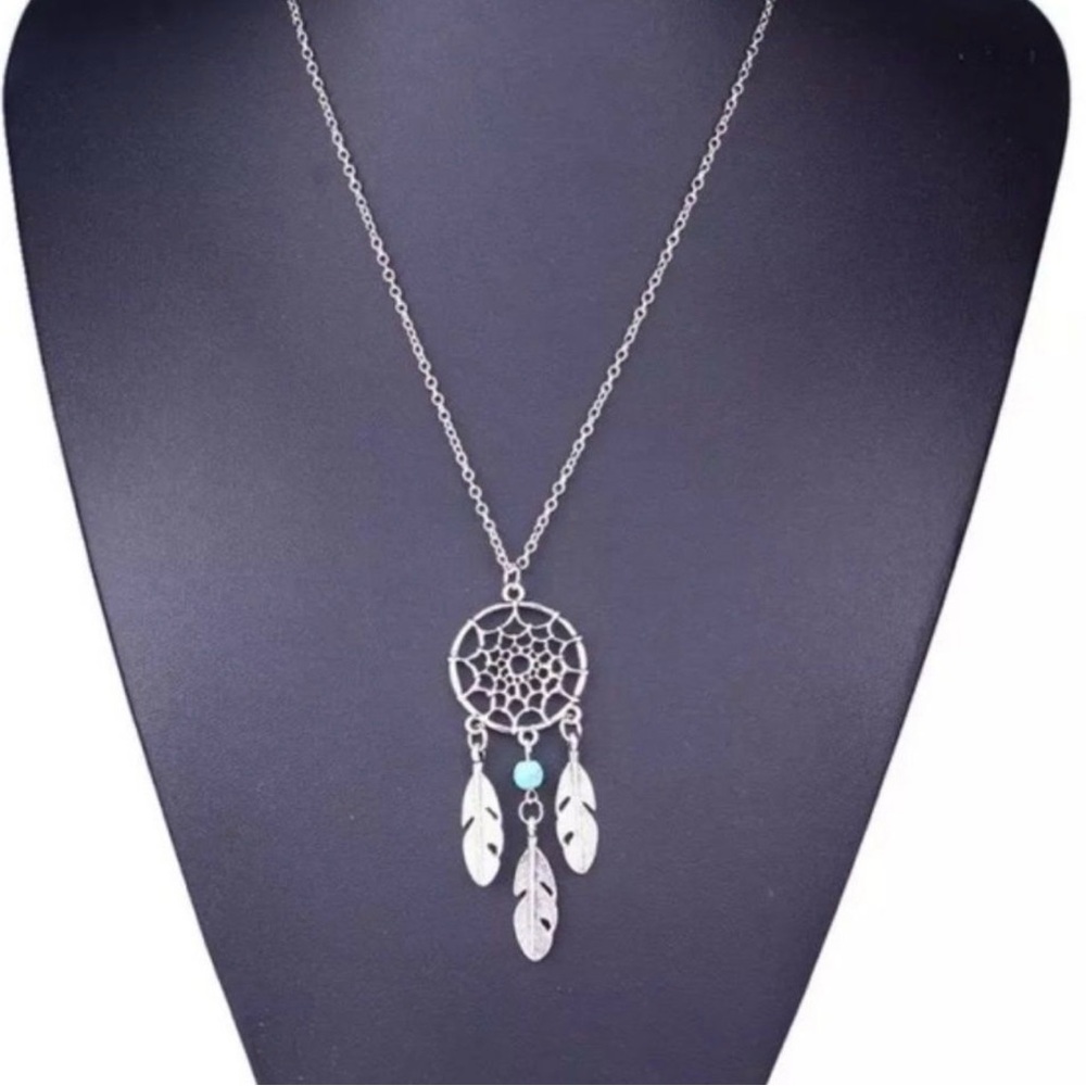 Be Still Boutique Silver Dreamcatcher Necklace with Blue Accent - Picture 4 of 8
